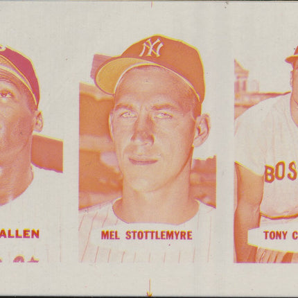 1967 Bazooka Panel #4-6 Acetate Proof Set of 4. R.Allen, Sottlemyre, Conigliaro