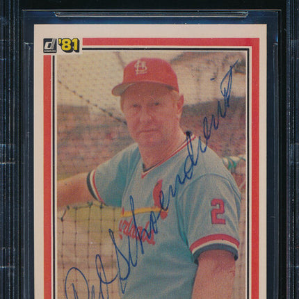 1981 Donruss Baseball #431 Red Schoendienst Autographed Beckett Authentic p03152
