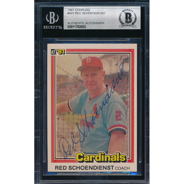 1981 Donruss Baseball #431 Red Schoendienst Autographed Beckett Authentic p03152