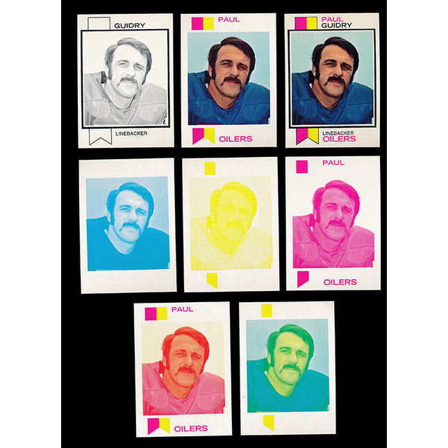 1973 Topps Football #283 Paul Guidry 8 Card Progressive Proof 73TFB34