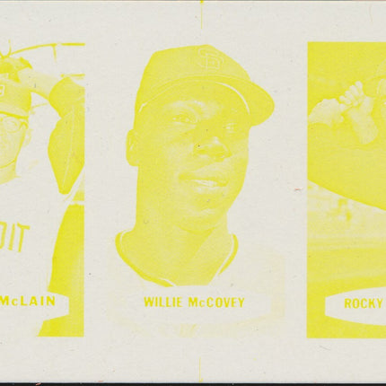 1967 Bazooka Panel #13-15 Acetate Proof Set of 4. McLain, McCovey, Colavito
