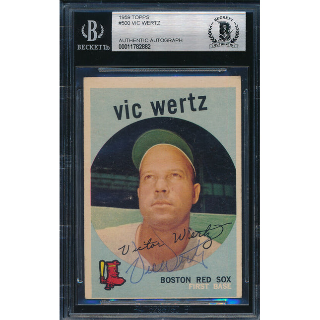 1959 Topps Baseball #500 Vic Wertz Autographed Beckett Authentic p03200