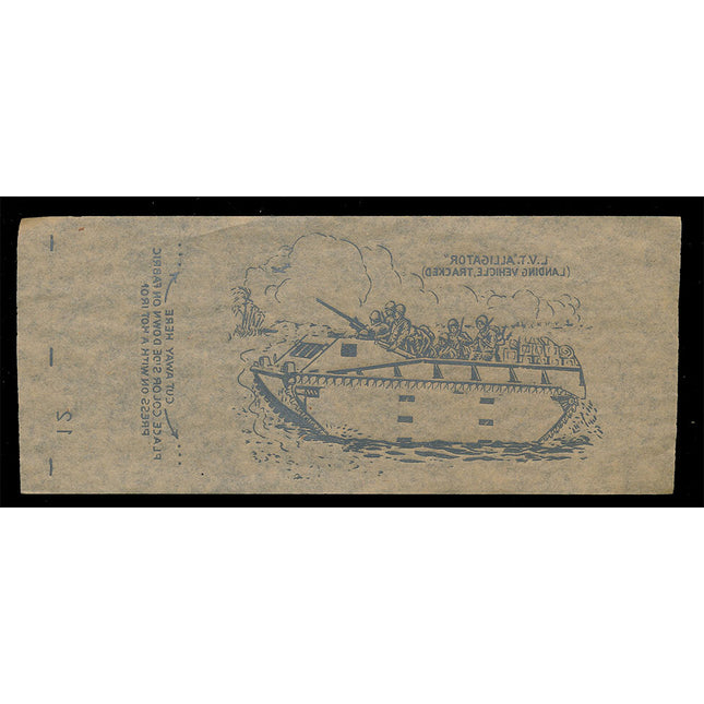 1940's Vintage Paper Iron On U.S. L.V.T. Alligator Landing Unused EX c06083