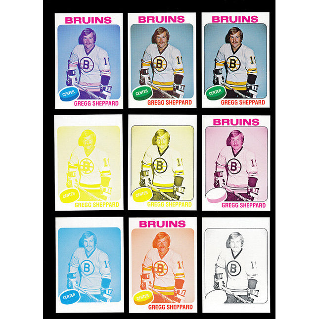 1975 Topps Hockey #235 Gregg Sheppard 11 Card Progressive Proof 75THOC38