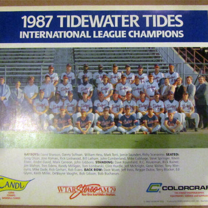1988 Tidewater Tides ColorCraft CANDL Team Set Uncut Sheet 30 cards (Nrmt) e0065