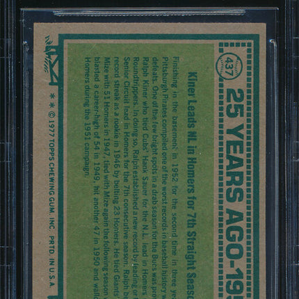 1977 Topps Baseball #437 Ralph Kiner Autographed Beckett Authentic p03203