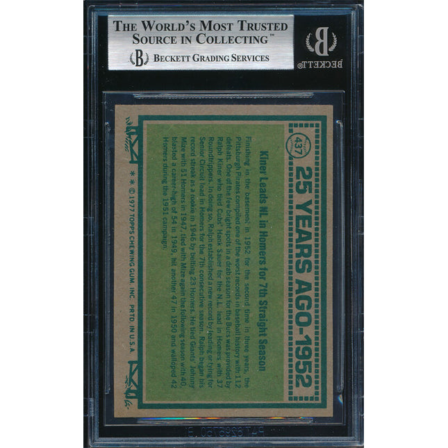 1977 Topps Baseball #437 Ralph Kiner Autographed Beckett Authentic p03203