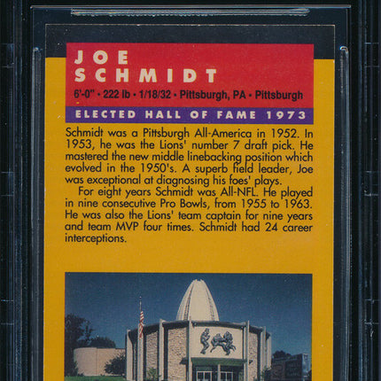 1991 Enor Football #126 Joe Schmidt Autographed Beckett Authentic p03250