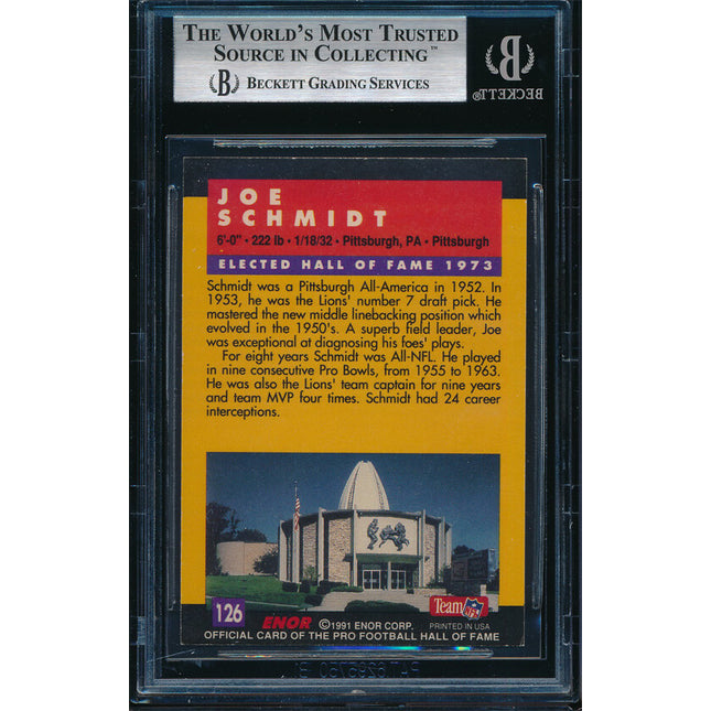 1991 Enor Football #126 Joe Schmidt Autographed Beckett Authentic p03250