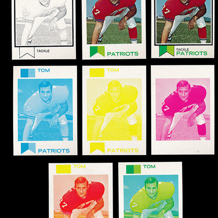 1973 Topps Football #329 Tom Neville 8 Card Progressive Proof 73TFB62