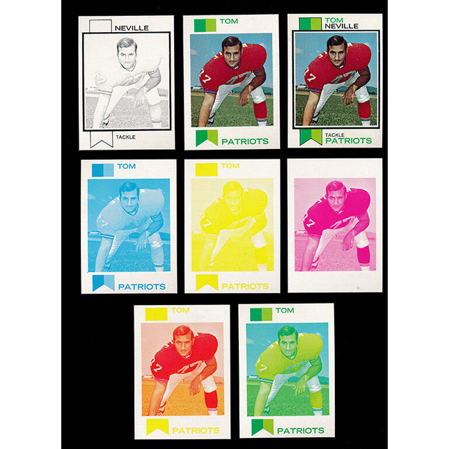 1973 Topps Football #329 Tom Neville 8 Card Progressive Proof 73TFB62