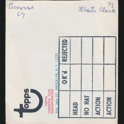 1969 Monte Clark Topps Original Transparencies (2) Browns w/envelope tp00039