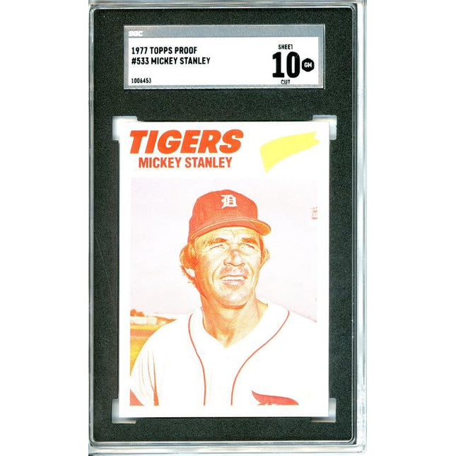 1977 Topps #533 Mickey Stanley 9 card progressive proof. 10a