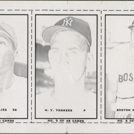 1967 Bazooka Panel #4-6 Acetate Proof Set of 4. R.Allen, Sottlemyre, Conigliaro