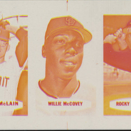 1967 Bazooka Panel #13-15 Acetate Proof Set of 4. McLain, McCovey, Colavito