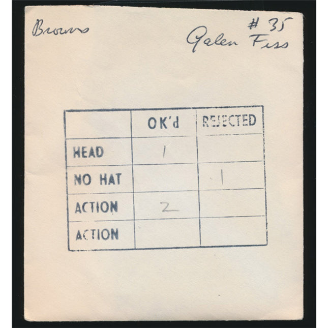 1950's Galen Fiss Topps Original Transparencies (3) Browns w/envelope tp00034