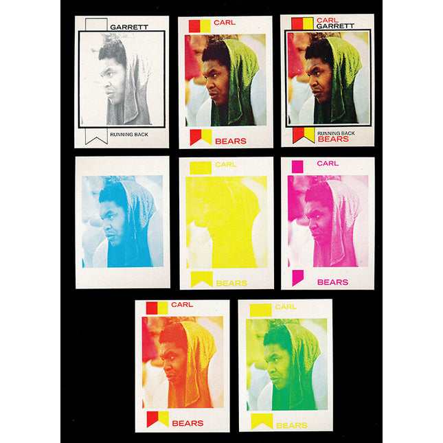 1973 Topps Football #326 Carl Garrett 8 Card Progressive Proof 73TFB58