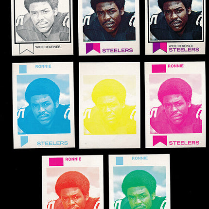 1973 Topps Football #305 Ronnie Shanklin 8 Card Progressive Proof 73TFB39