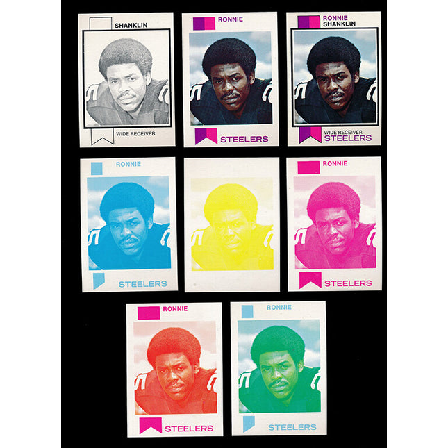 1973 Topps Football #305 Ronnie Shanklin 8 Card Progressive Proof 73TFB39