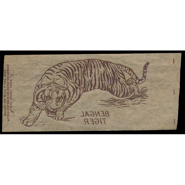 1940's Vintage Paper Iron On Animals Bengal Tiger Brown Unused EX c06105