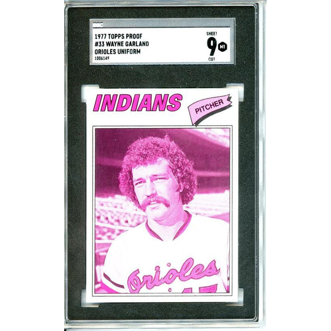 1977 Topps #33 Wayne Garland 9 card progressive proof. un-issued image. 15a