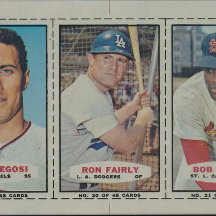 1967 Bazooka Panel #19-21 Acetate Proof Set of 4. Fregosi, Fairly, Bob Gibson