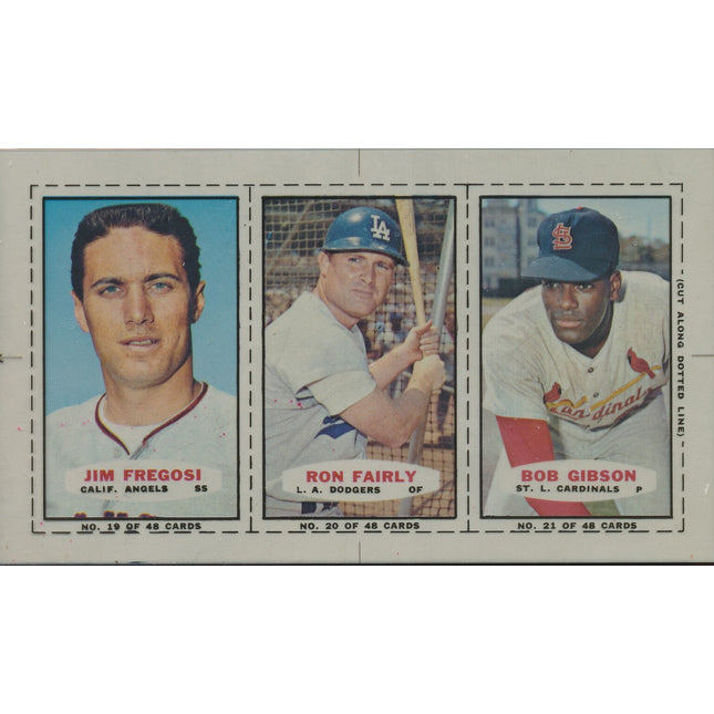 1967 Bazooka Panel #19-21 Acetate Proof Set of 4. Fregosi, Fairly, Bob Gibson