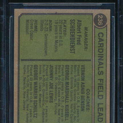 1974 Topps Baseball #236 Red Schoendienst Autographed Beckett Authentic p03188