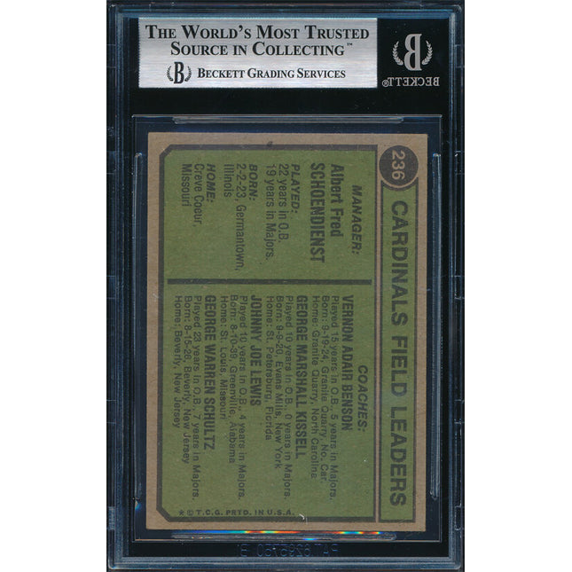 1974 Topps Baseball #236 Red Schoendienst Autographed Beckett Authentic p03188