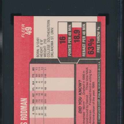1989 Fleer Basketball #49 Dennis Rodman SGC 9.5 p03429