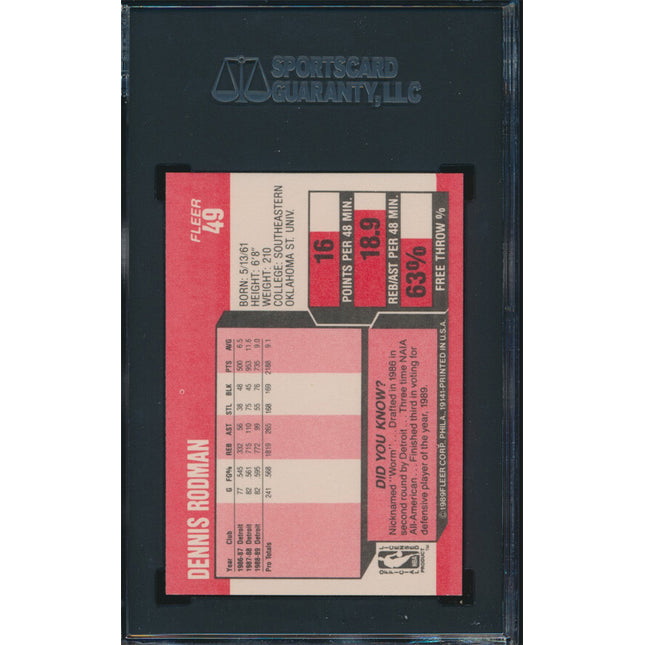 1989 Fleer Basketball #49 Dennis Rodman SGC 9.5 p03429