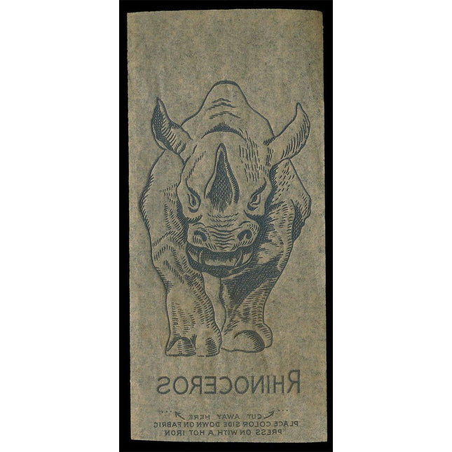 1940's Vintage Paper Iron Animals Rhinoceros Unused EX c06100
