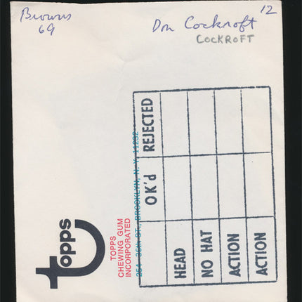 1969 Don Cockroft Topps Original Transparencies (2) Browns w/envelope tp00043