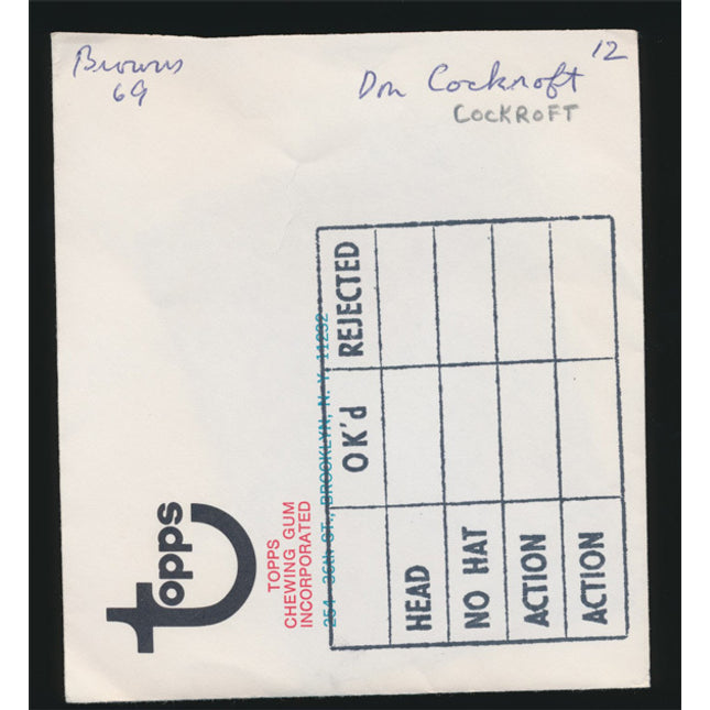 1969 Don Cockroft Topps Original Transparencies (2) Browns w/envelope tp00043