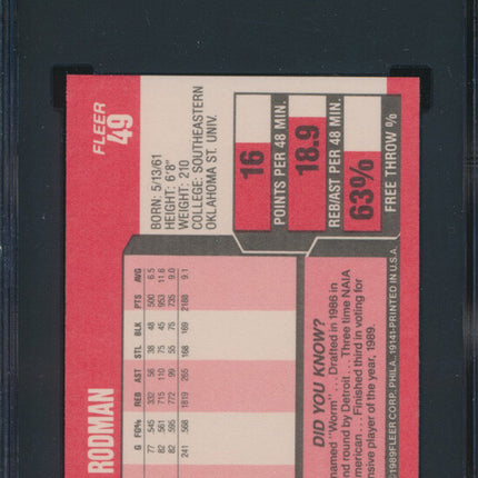 1989 Fleer Basketball #49 Dennis Rodman SGC 9.5 p03468