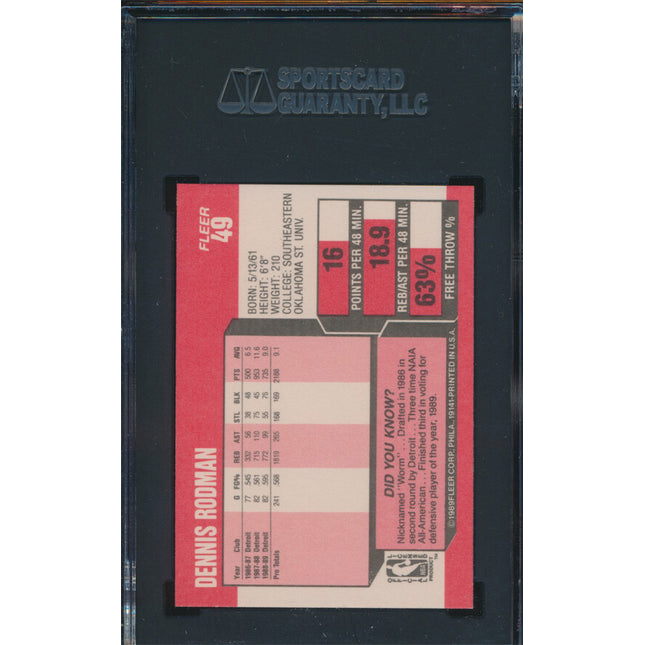1989 Fleer Basketball #49 Dennis Rodman SGC 9.5 p03468