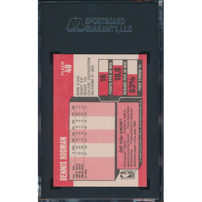 1989 Fleer Basketball #49 Dennis Rodman SGC 9.5 p03432