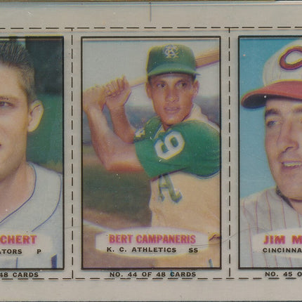 1967 Bazooka Panel #43-45 Acetate Proof Set of 4. Richert, Campaneris, Maloney
