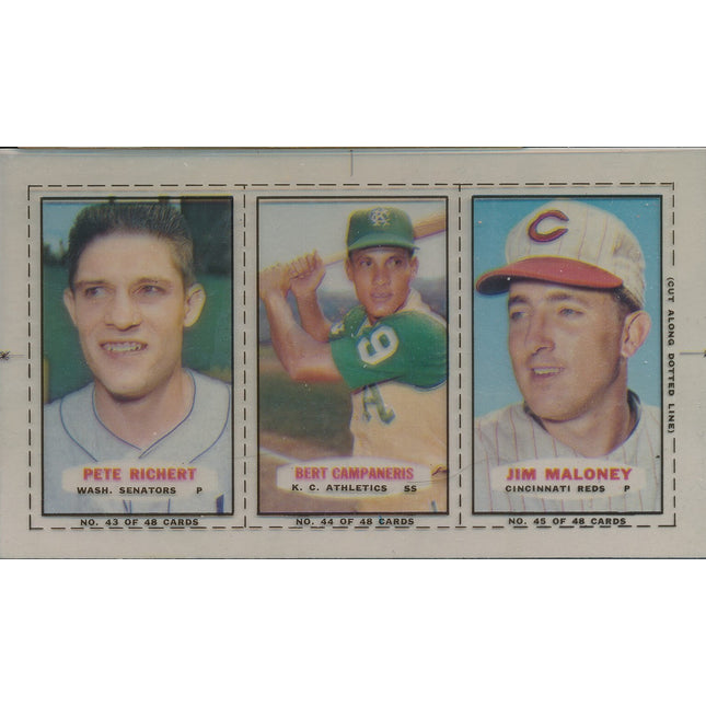 1967 Bazooka Panel #43-45 Acetate Proof Set of 4. Richert, Campaneris, Maloney