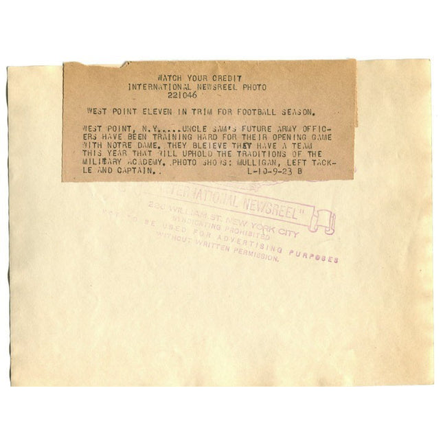 10-9-1923 Mulligan Left Tackle Army Type 1 Original photo a_172