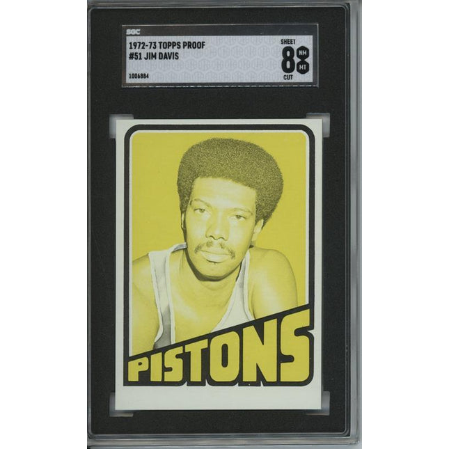 1972 Topps #51 Jim Davis 9 card progressive proof. Un-issued Yellow Team 49a