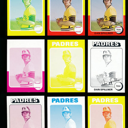 1975 Topps Baseball #222 Dan Spillner 9 Card Progressive Proof 75TBB16