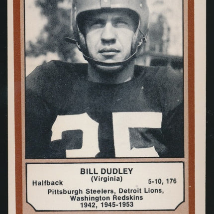 1974 Fleer Football Immortals Bill Dudley NMMT c03842