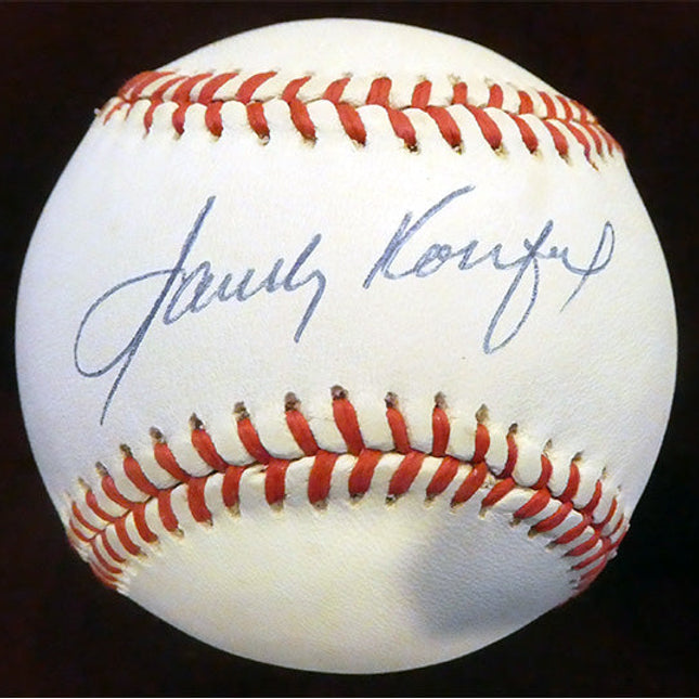 A gorgeous ball that is snow white and has a nearly perfect blue ball point pen signature on the sweet spot. Ball is 9+/10 and Signature is also 9+/10.