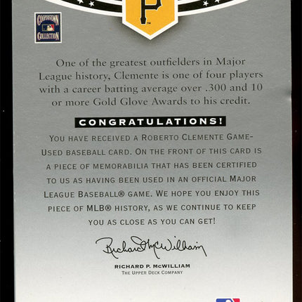 2007 Sweet Spot Classic Roberto Clemente  CM-CL Classic Memorabilia