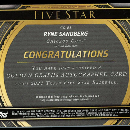 2021 Topps 5 star BB GG-RS Ryne Sandberg autographed 10/10