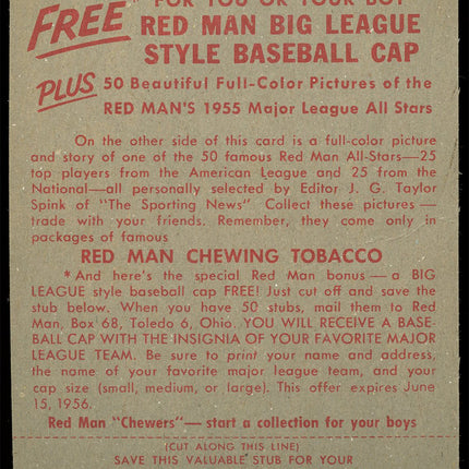 1955 Red Man BB Tobacco #12 Hoyt Wilhelm With Tab