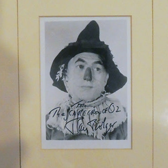 Ray Bolger "The Scarecrow" Autographed Photo Wizard Of Oz