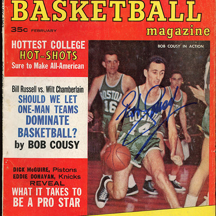 Bob Cousy autographed 1963 Basketball magazine