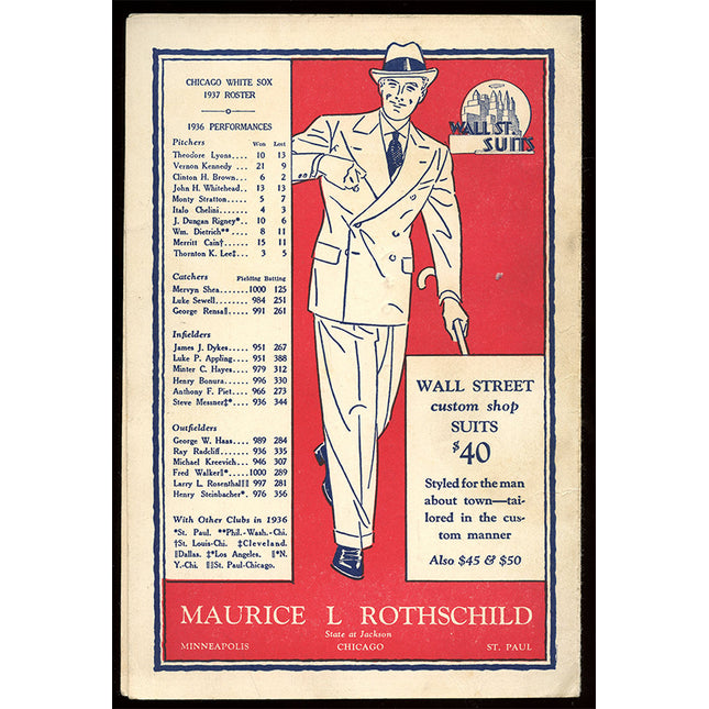 1937 Baseball Program Between The Chicago White Sox and Cleveland Indians (5/16/1937)